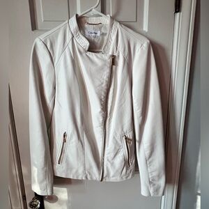 Calvin Klein moto jacket Faux leather ivory white Size Small